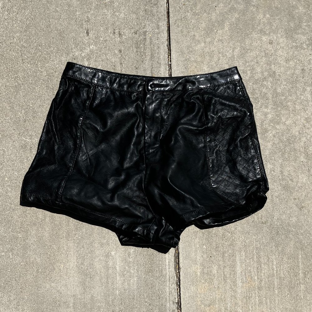 Divided H&M Black Faux Leather Shorts